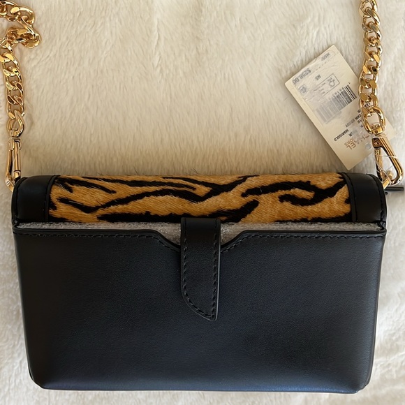 Michael Kors Heather Animal Print Black Leather Crossbody NEW - Picture 4 of 8